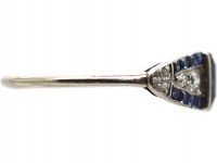 Art Deco 18ct White Gold, Sapphire & Diamond Ring