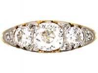 Victorian 18ct Gold, Five Stone Diamond Carved Half Hoop Ring