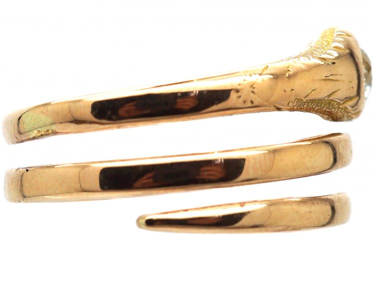 Edwardian 15ct Gold Coily Snake Ring with Diamond Detail