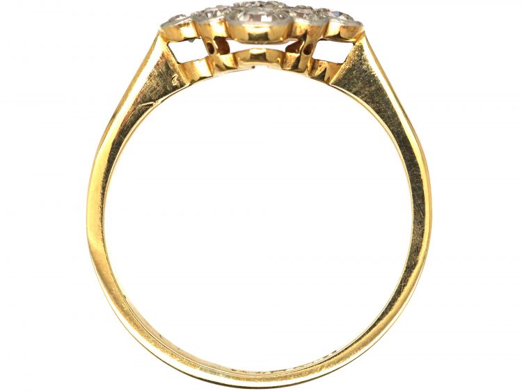 Art Deco 18ct Gold & Platinum, Diamond Shaped Ring set with Diamonds