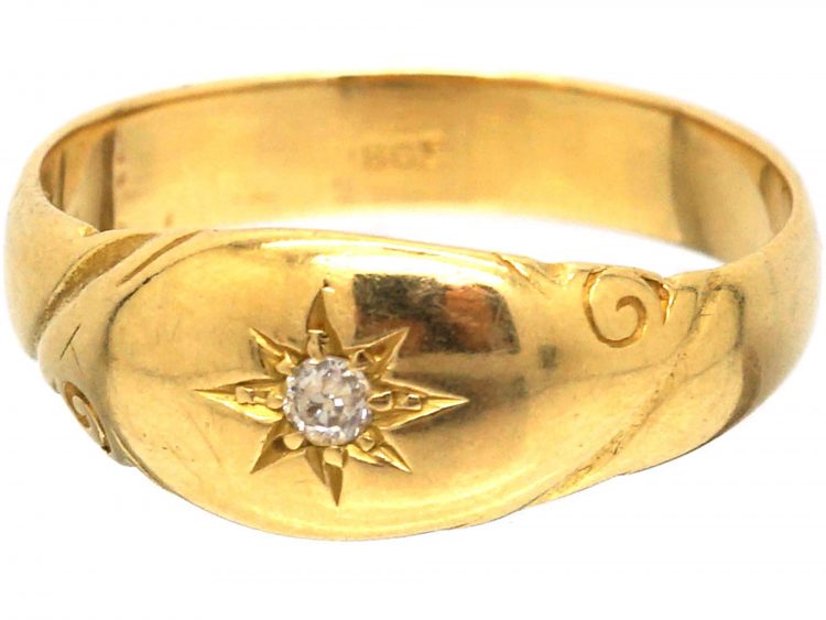Victorian 18ct Gold Gypsy Ring set with a Diamond