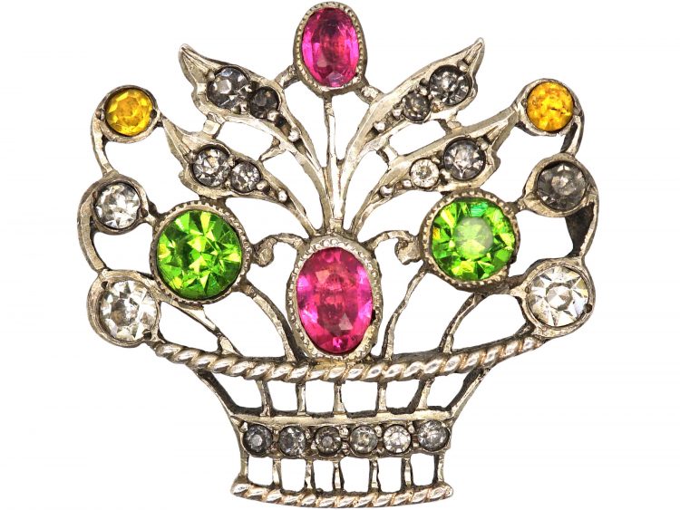 Edwardian Silver & Paste Giardinetti Brooch
