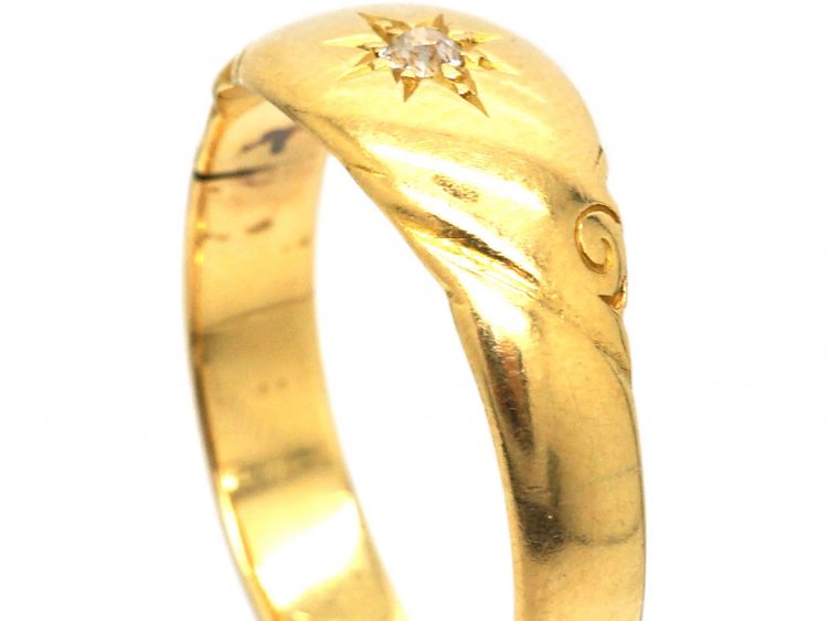 Victorian 18ct Gold Gypsy Ring set with a Diamond