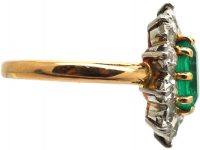 French Belle Epoque 18ct Gold, Emerald & Diamond Cluster Ring