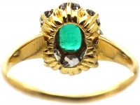 Edwardian 18ct Gold, Emerald & Diamond Cluster Ring