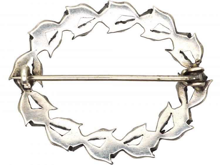 Edwardian Silver & Coloured Paste Garland Brooch