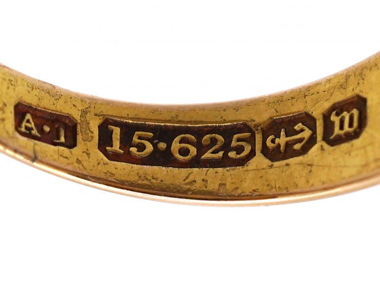 Victorian 15ct Gold Double Buckle Ring set with Natural Split Pearls & Rubies