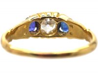 Edwardian 18ct Gold, Sapphire & Diamond Three Stone Ring