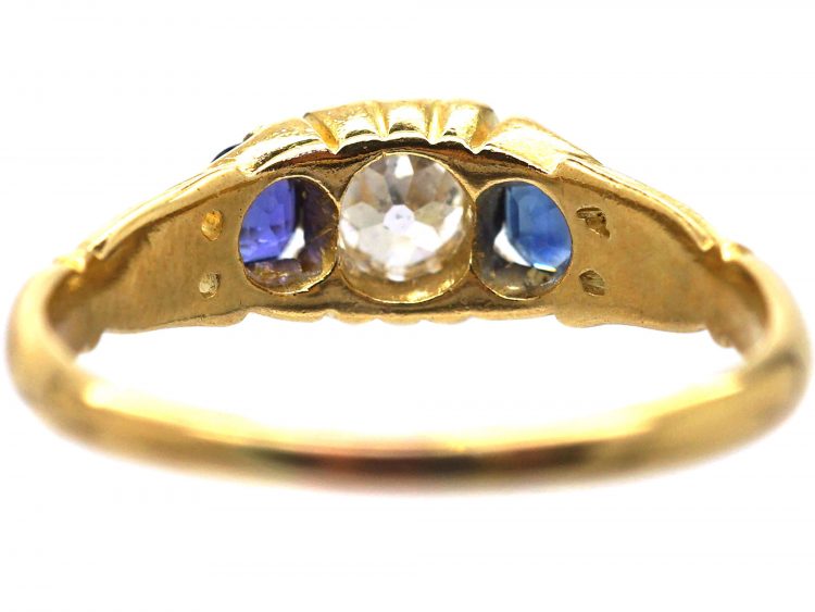 Edwardian 18ct Gold, Sapphire & Diamond Three Stone Ring