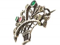 Edwardian Silver & Coloured Paste Giardinetti Brooch