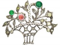 Edwardian Silver & Coloured Paste Giardinetti Brooch