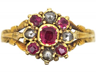Regency 18ct Gold, Ruby & Diamond Cluster Ring