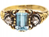 Early 20th Century 14ct Gold, Aquamarine & Diamond Ring