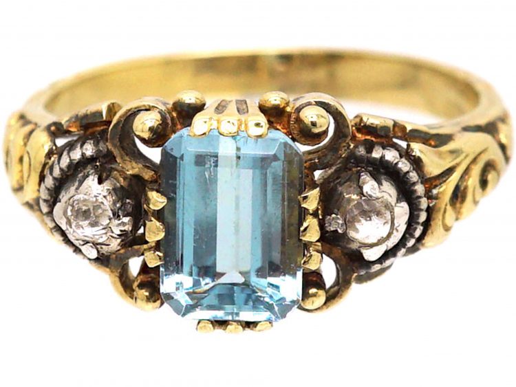 Early 20th Century 14ct Gold, Aquamarine & Diamond Ring