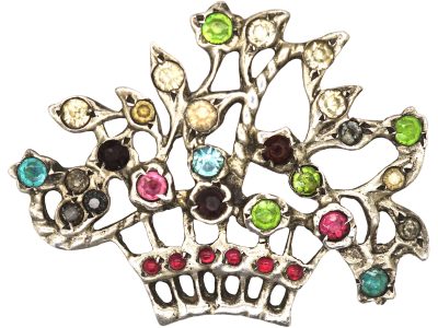 Edwardian Silver & Paste Giardinetti Brooch
