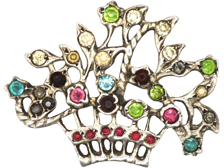 Edwardian Silver & Paste Giardinetti Brooch