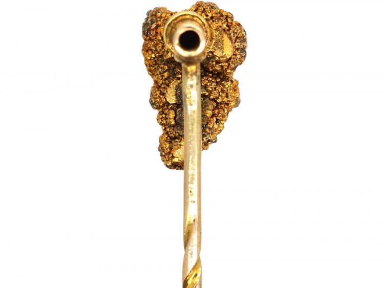 Victorian Replica Gold Nugget & Natural Diamond Tie Pin