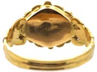 Late Georgian 18ct Gold & Black Enamel Ring Set With a Garnet