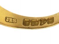 Edwardian 18ct Gold, Emerald & Diamond Rub Over Set Ring
