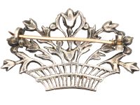 Edwardian Silver, Marcasite & Coloured Paste Giardinetti Brooch