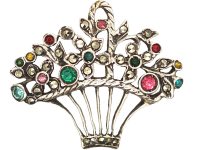 Edwardian Silver, Marcasite & Coloured Paste Giardinetti Brooch