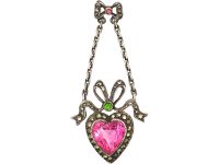 Early 20th Century Silver, Marcasite & Paste Heart Shaped Pendant