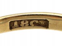 Victorian 18ct Gold, Three Stone Diamond Carved Half Hoop Ring