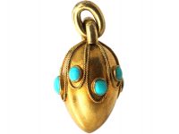 Victorian 15ct Gold & Turquoise Egg Pendant