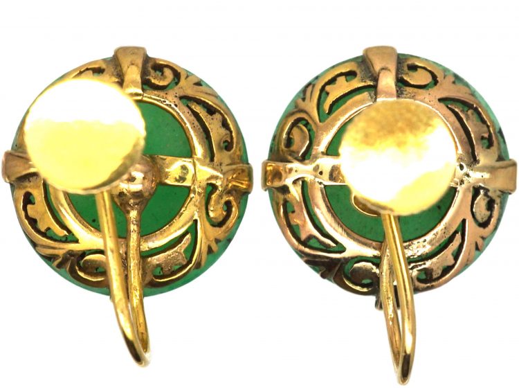 Art Deco 18ct Gold Jade Earrings