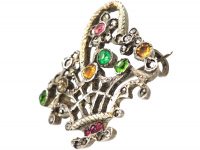 Edwardian Silver, Marcasite & Paste Giardinetti Brooch