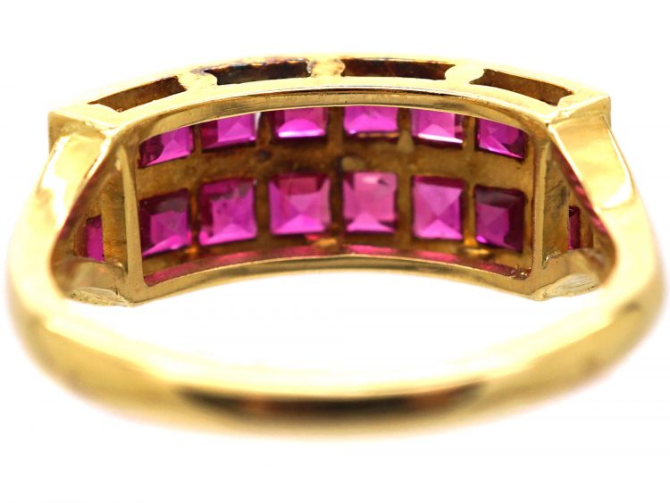 Art Deco 18ct Gold, Double Row Pink Sapphire Half Eternity Ring