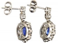 18ct White Gold, Sapphire & Diamond Drop Earrings