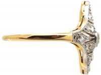 Art Deco 18ct Gold & Diamond Navette Shaped Ring
