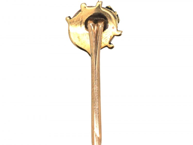 Edwardian 18ct Gold & Enamel Ladybird Tie Pin with Rose Diamond Eyes