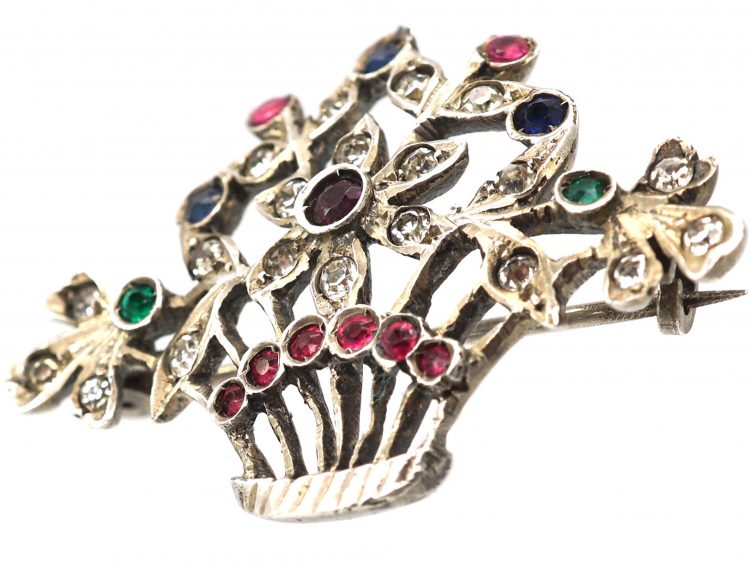 Edwardian Silver & Paste Giardinetti Brooch