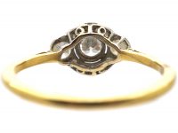 Art Deco 18ct Gold & Platinum Ring set with Three Diamonds with Smaller Diamonds Around Them