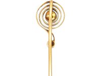 Edwardian 14ct Gold & Platinum Question Mark Tie Pin set with Two Natural Pearls