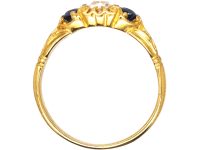 Edwardian 18ct Gold, Sapphire & Diamond Three Stone Ring