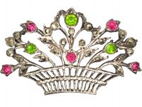 Edwardian Silver, Marcasite & Coloured Paste Giardinetti Brooch