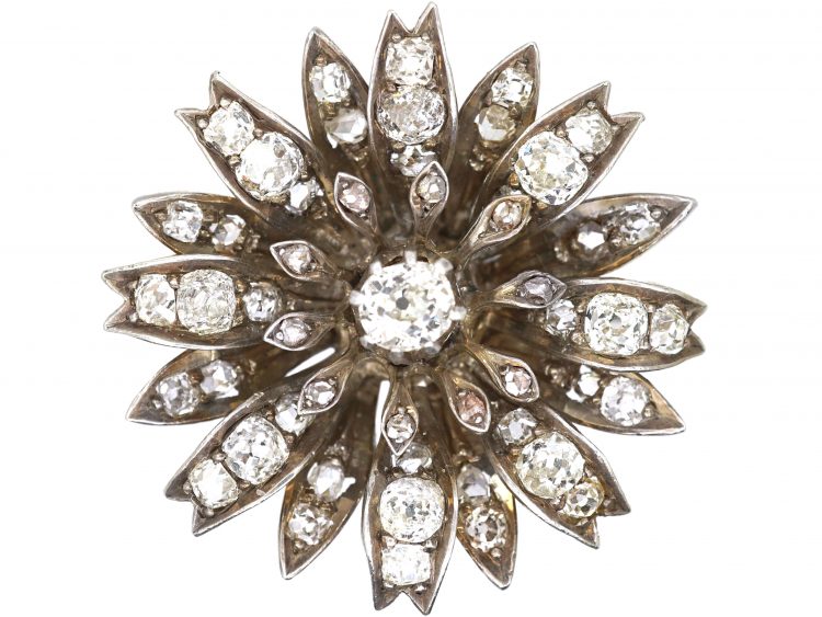 Victorian Diamond Flower Brooch