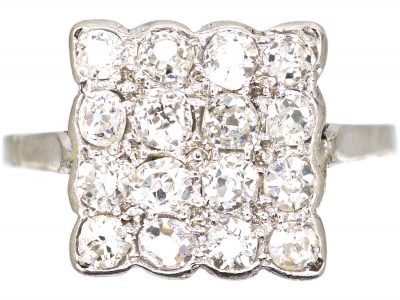 Art Deco Platinum & Diamond Square Ring