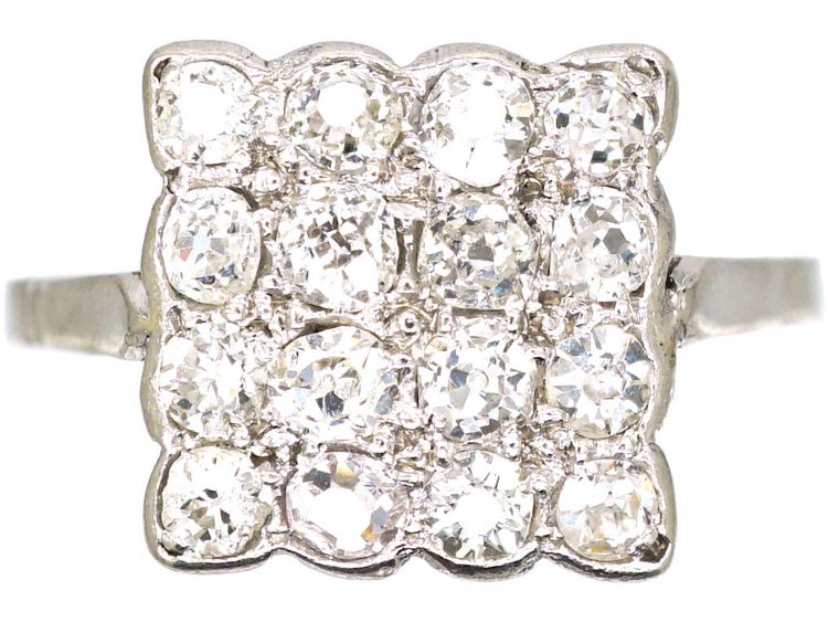 Art Deco Platinum & Diamond Square Ring