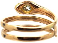 Edwardian 15ct Gold Coily Snake Ring with Diamond Detail