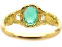 Victorian 18ct Gold, Emerald & Diamond Three Stone Ring