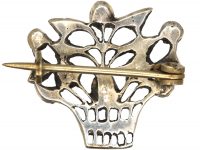 Edwardian Silver & Coloured Paste Basket of Flowers Brooch