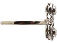 Art Deco 14ct White Gold, Platinum & Diamond Swirl Ring