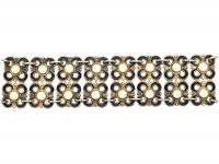 1950s Silver & Black & White Enamel Bracelet by Willy Winnaess