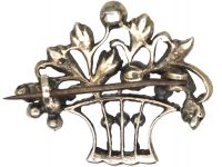Edwardian Silver & Paste Basket of Flowers Brooch