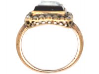 Victorian Carved Onyx Cameo Ring with Rose Diamond Border