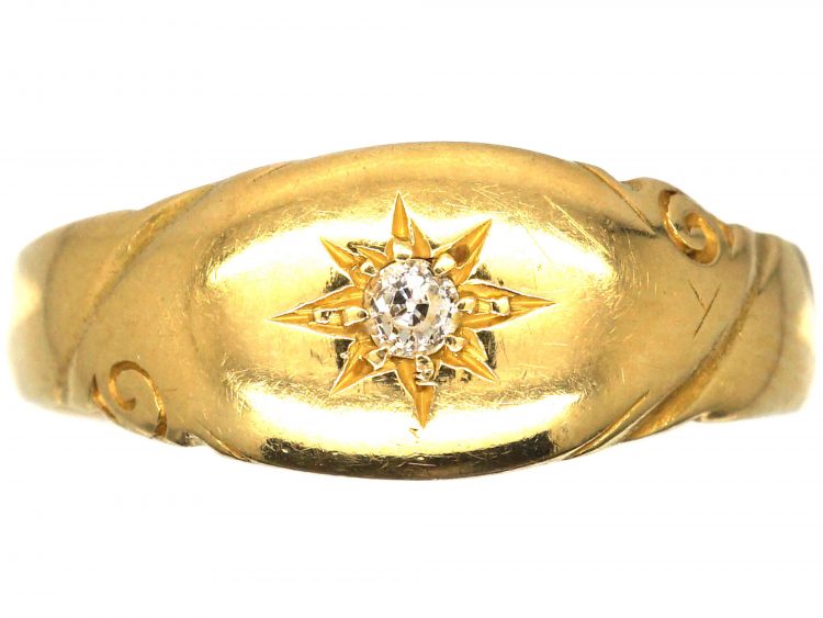 Victorian 18ct Gold Gypsy Ring set with a Diamond